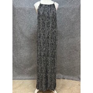 Mud Pie Black White Striped Halter Maxi Dress Cover Up Resort Beach Summer Large